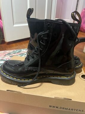 Dr. Martens Women’s Air Ware Black Patent Lace-Up Boots